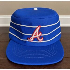 Vintage Atlanta Braves Pillbox Hat MLB Snapback Blue White Stripe Universal Ind